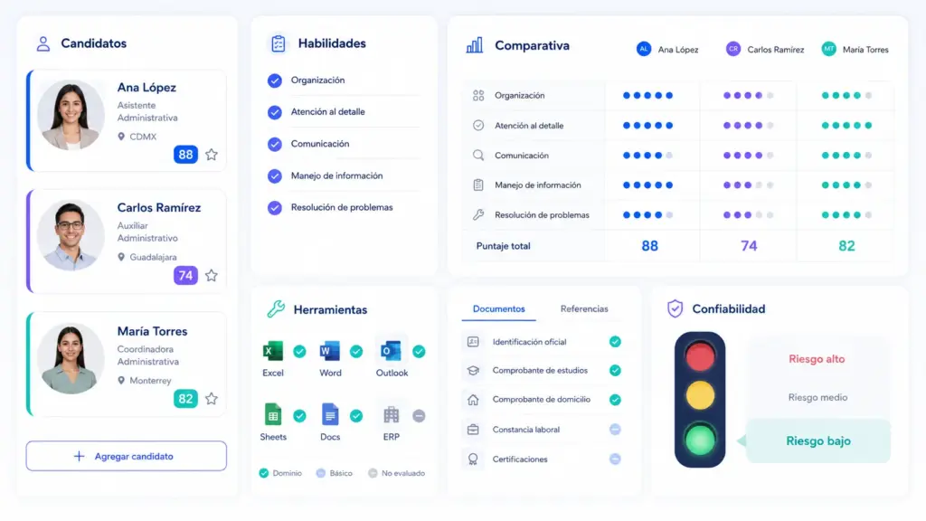 cómo evaluar perfiles administrativos antes de contratar